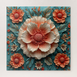Large Coral Flowers Jigsaw Puzzle