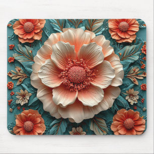 Large Coral Flowers Mouse Pad