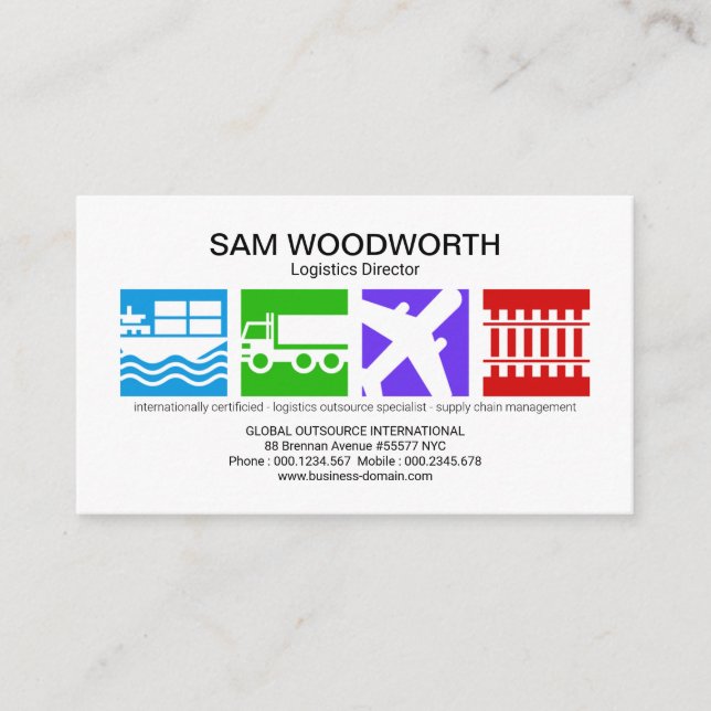 Large Creative Logistics Motif Modern Delivery Business Card (Front)