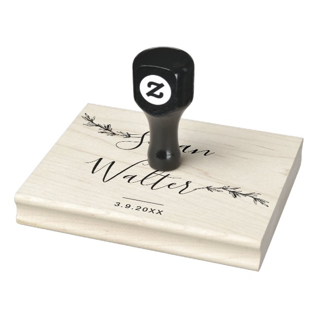 Large Custom Calligraphy Wedding Rubber Stamp (Stamp)