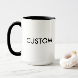 Large Custom Combo Mug Blank - BLACK Lip & Handle