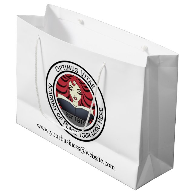 Large Custom Company Logo White Large Gift Bag (Front Angled)