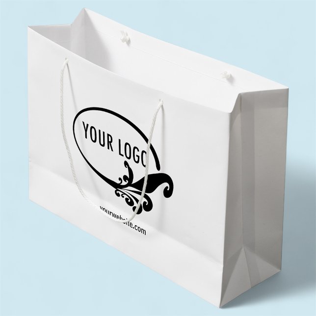 Large Custom Gift Bag Company Retail Packaging (MISOOK 12.5 x 4 x 9 inch White Gift Bag with Logo)
