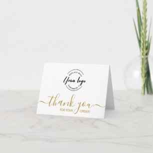 Large Custom logo Elegant Gold Business order Thank You Card