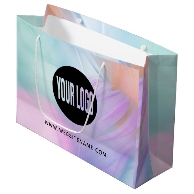 Large Custom Logo/Text Shopping Gift Bag (Front Angled)