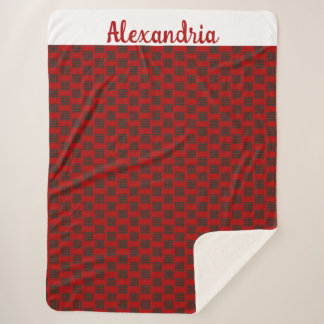 Large Custom Name Christmas Holiday Buffalo  Sherpa Blanket