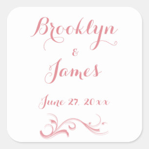 Large Custom White Pink Wedding Stickers
