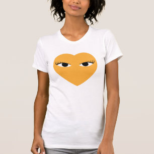 Large Cute Heart with Eyes on White T Shirt