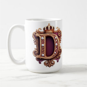 Large D Monogram on Red Velvet Coffee Mug