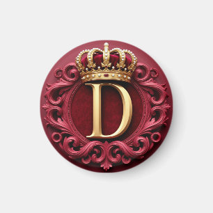 Large D Monogram on Red Velvet Magnet