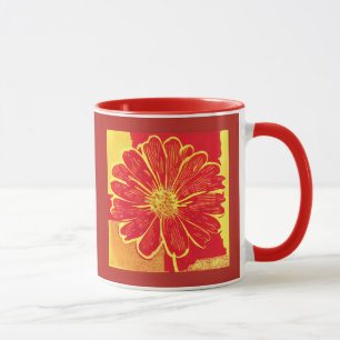 Large Daisy Aster in Red, Yellow and Saffron Mug