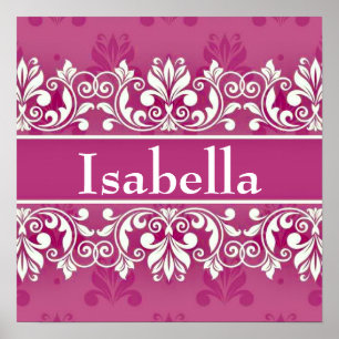 Large Damask frame personalised name Poster