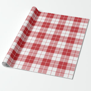 Large Dark Red and White Plaid Pattern Wrapping Paper
