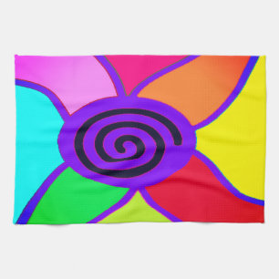 Large design big block colours middle colour purpl tea towel