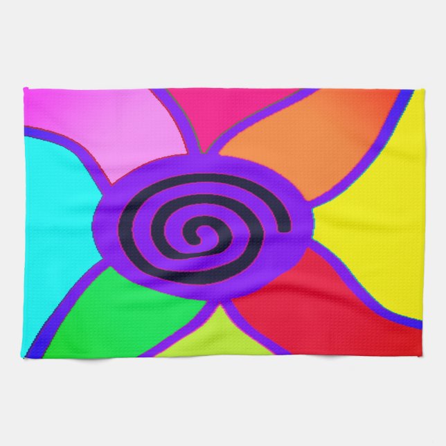 Large design big block colours middle colour purpl tea towel (Horizontal)