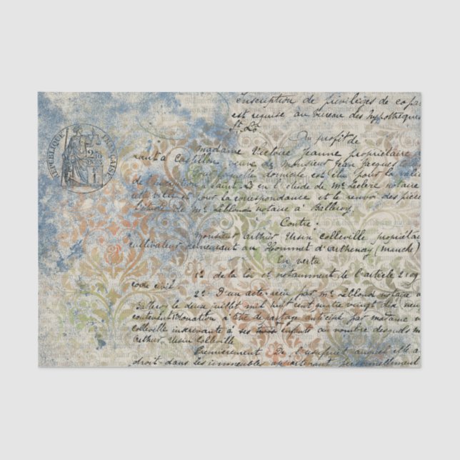Large Distressed Script Tissue Paper (Front)