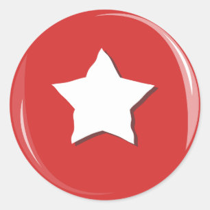 Large Distressed White Star Red Classic Round Sticker