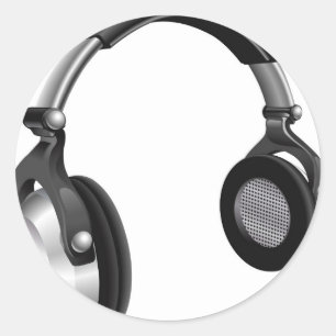 Large DJ Headphones Classic Round Sticker