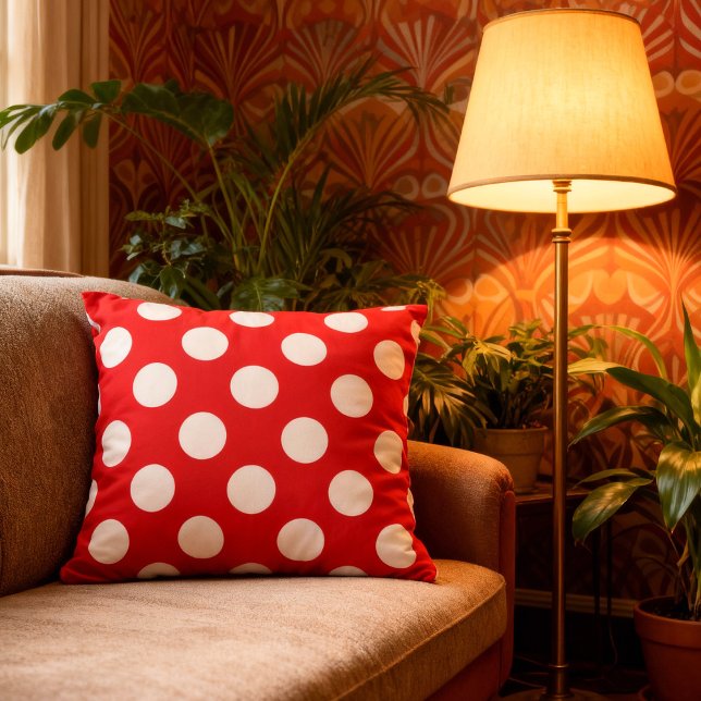 Large dots - red white | cushion (rotes Kissen mit weißen Polka Dots )