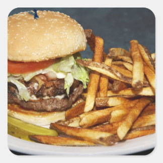large double half pound burger fries and cola square sticker