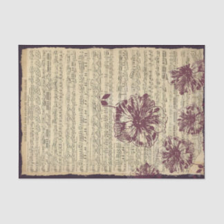 Large Dusty Dark Pink Flowers on Sheet Music