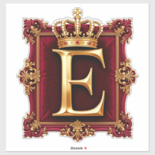 Large E Monogram on Red Velvet