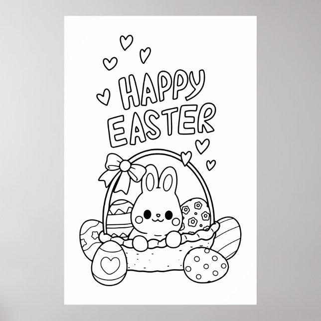 Large Easter Colouring Fun-Perfect for Kids & Adul Poster (Front)