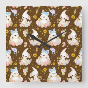 Large Easter Eggs Square Wall Clock
