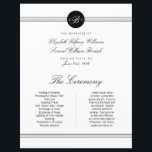 Large Elegant Black White Monogram Wedding Program<br><div class="desc">Customise this two side print beautiful stylish elegant monogram black and white Wedding Program Card, large design perfect for a big wedding with lots of place for names. Modern clean and crisp design with a black text and design on a white background. Matching Wedding Invitation, RSVP Response Card and similar...</div>