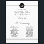 Large Elegant Black White Monogram Wedding Program<br><div class="desc">Customise this two side print beautiful stylish elegant monogram black and white Wedding Program Card, large design perfect for a big wedding with lots of place for names. Modern clean and crisp design with a black text and design on a white background. Matching Wedding Invitation, RSVP Response Card and similar...</div>