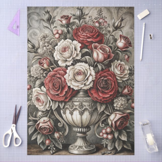 Large Elegant Floral Furniture Decoupage Tissue Paper (Craft)