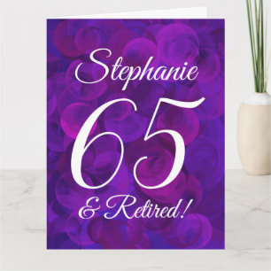 Large Elegant Purple 65 Happy Retirement Card