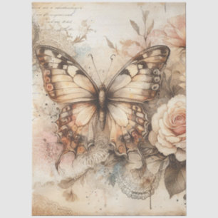 Large Elegant Rustic Floral Butterfly Tissue Paper