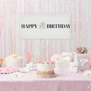 Large Elephant Happy Birthday Banner