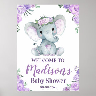 Large Elephant Welcome Sign, Girl Shower Poster