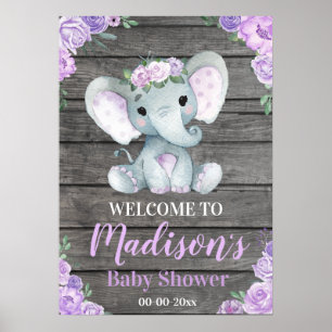 Large Elephant Welcome Sign, Girl Shower Poster