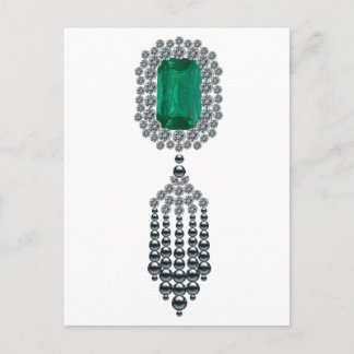 Large Emerald with black pearl tassel Postcard