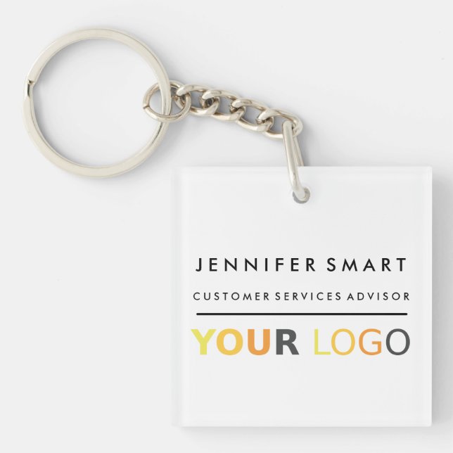 Large Employee Name Badge Custom Logo Staff Key Ring (Front)