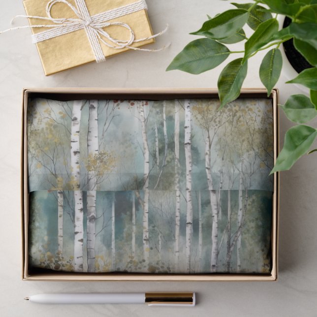 Large Endless Birch Tree Dreamscape Trees in Mist Tissue Paper (Gift)