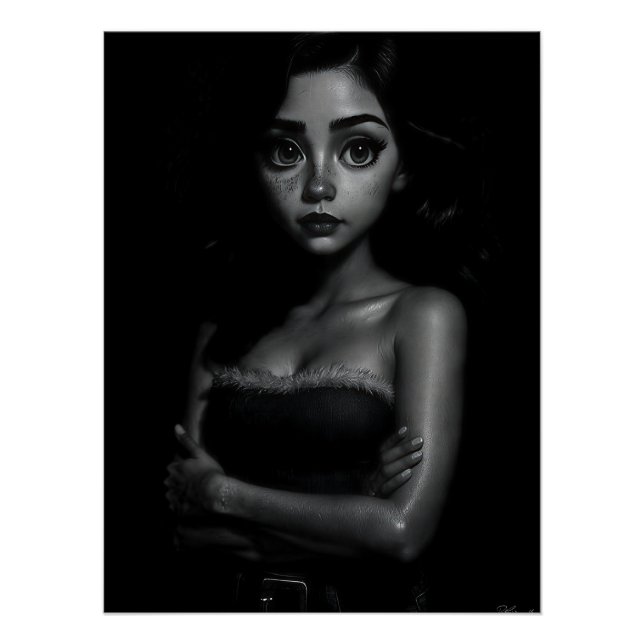 Large-eyed young woman poster (Front)