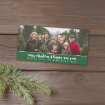 Large Family Photo Panoramic - Minimal - green Holiday Card<br><div class="desc">Vintage green Plaid Pattern on the back - A simple,  minimalist Holiday greeting with a place for a large group photo or a panoramic photo. Minimal design with a modern calligraphy.</div>