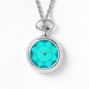 Large, faux aquamarine gem watch