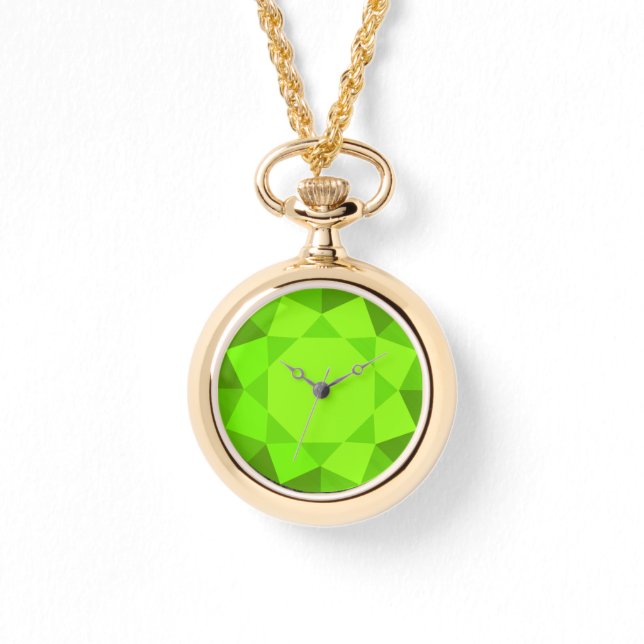 Large, faux green peridot gem watch (Front)