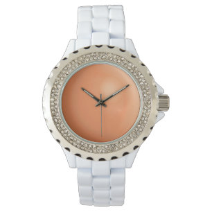 Large, faux pink coral gem stone watch