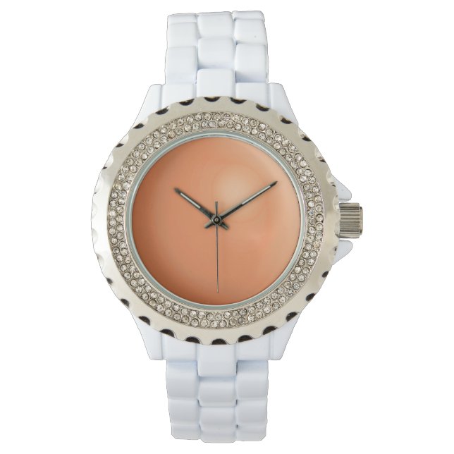 Large, faux pink coral gem stone watch (Front)