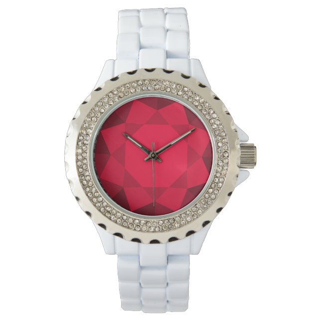 Large, faux red garnet gem watch (Front)