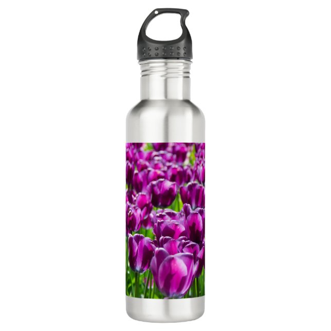 Large field of purple tulips    710 ml water bottle (Front)