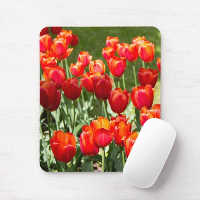 Large field of red tulips   mouse pad (With Mouse)