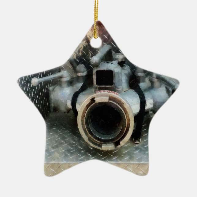 Large Fire Hose Nozzle Ceramic Tree Decoration (Front)