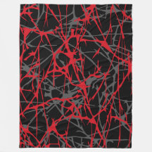 Large Fleece Blanket, modern, abstract, red, black